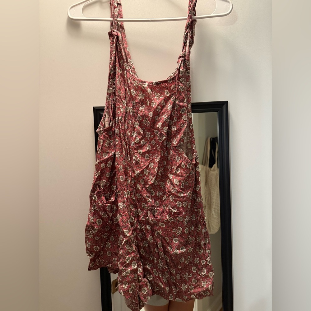 Floral Red Sleeveless Romper- custom made
